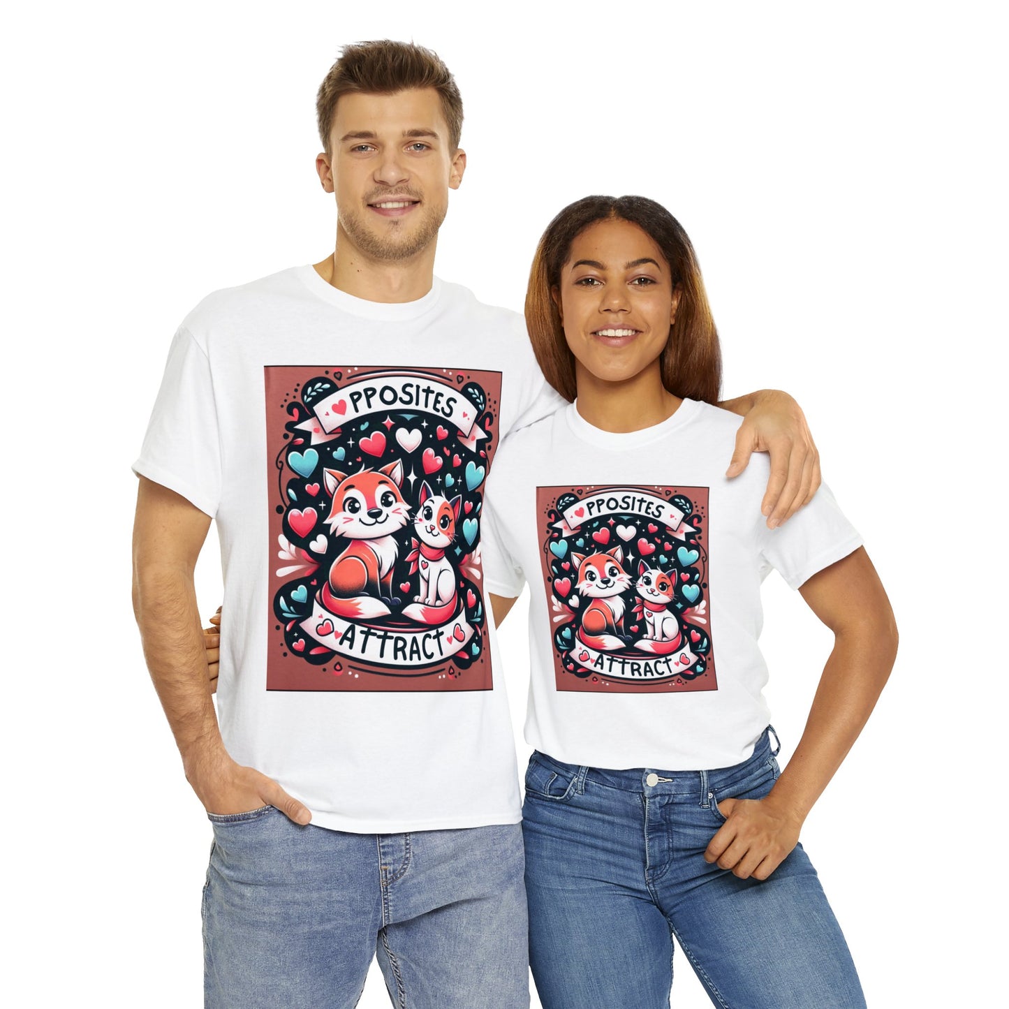 Valentine's day (opposites attract) Unisex Heavy Cotton Tee