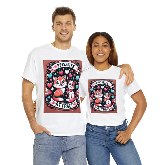 Valentine's day (opposites attract) Unisex Heavy Cotton Tee