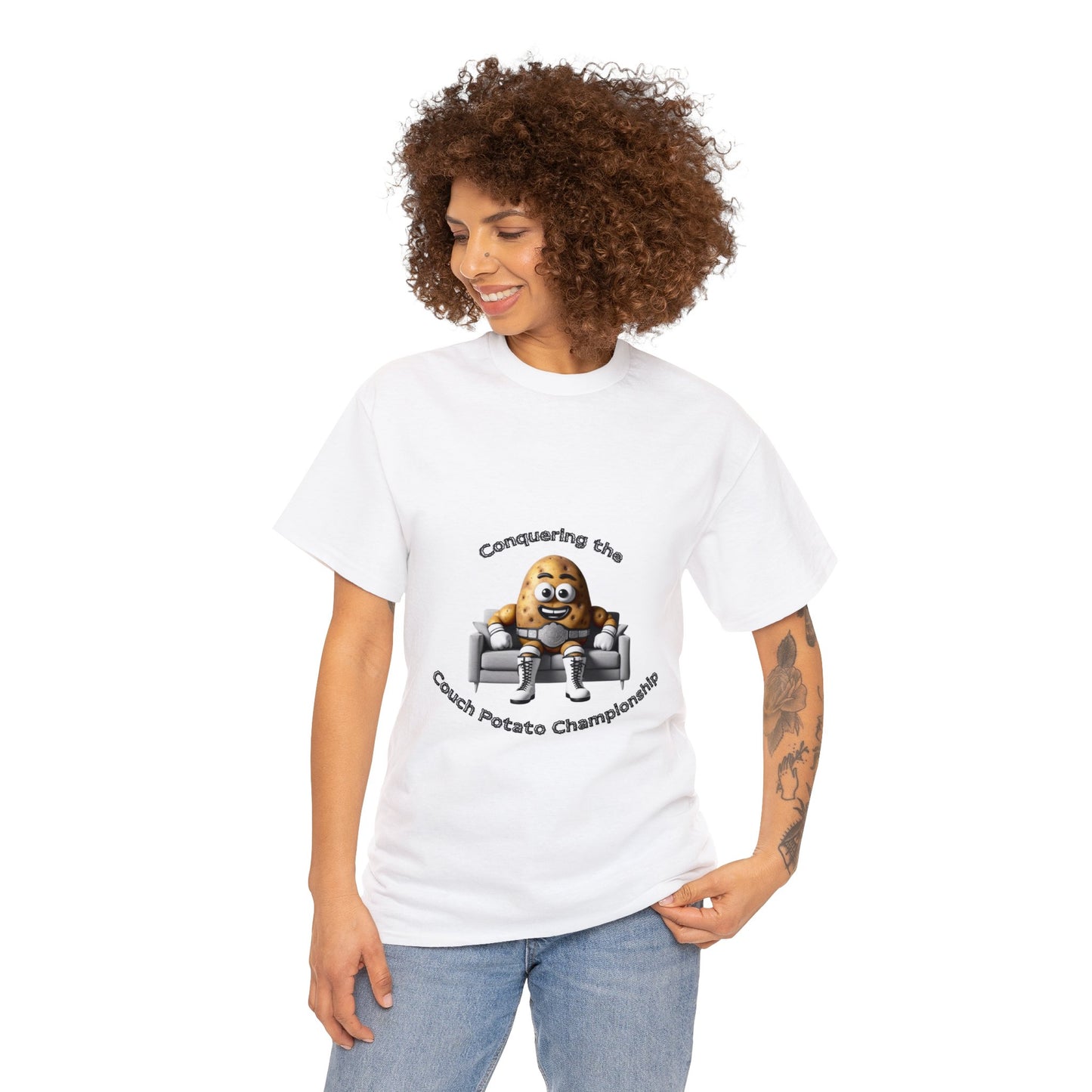 Conquering the Couch Potato Championship Unisex Heavy Cotton Tee
