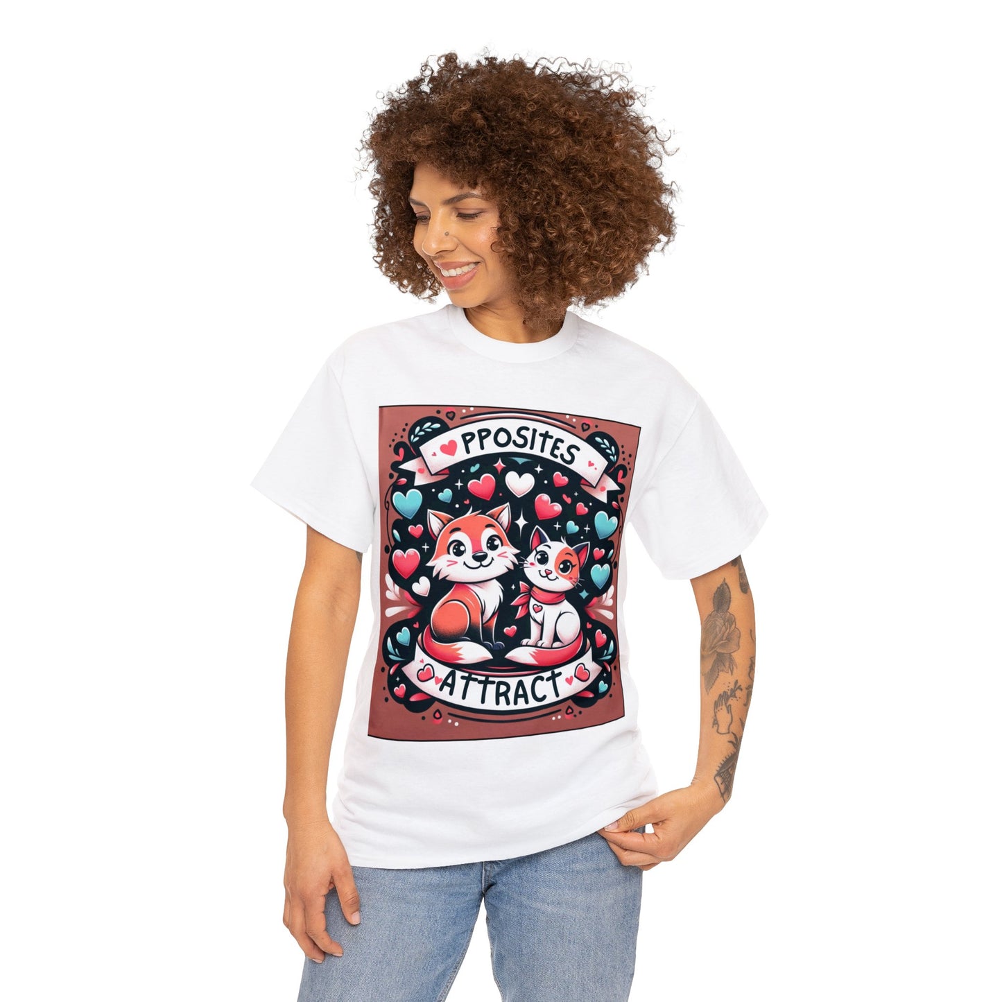 Valentine's day (opposites attract) Unisex Heavy Cotton Tee