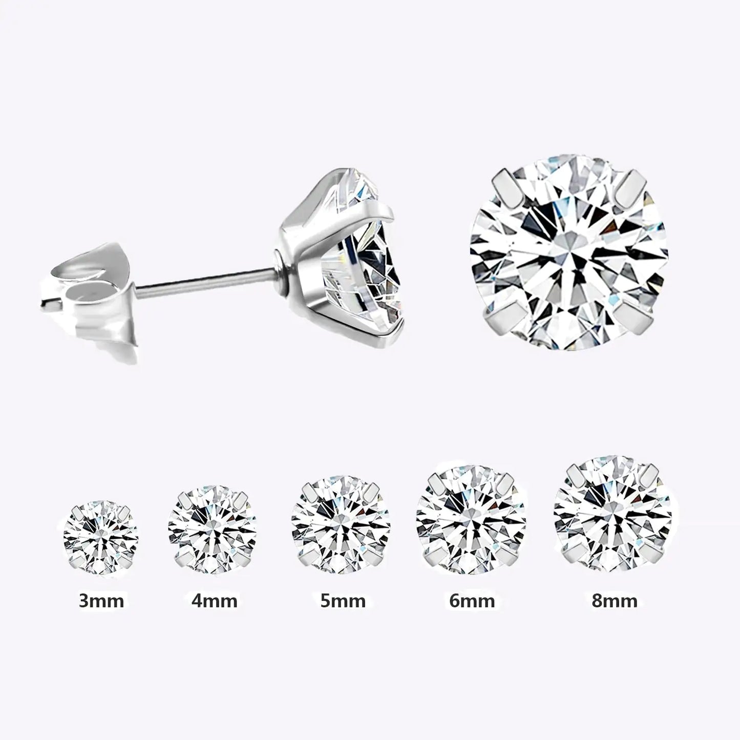 Crystal Earrings: Round Silver Studs, Fashionable Jewelry