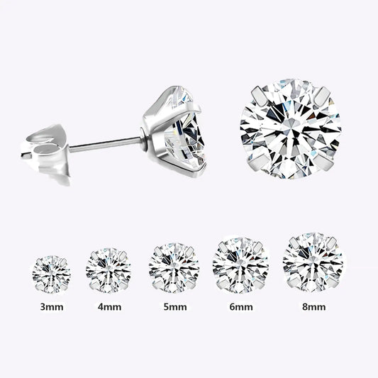 Crystal Earrings: Round Silver Studs, Fashionable Jewelry